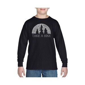 NWT La Pop Art Big Boys Word Art Graphic Long Sleeve T-shirt Black M